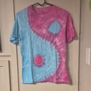 Tie-Dye Yin Yang Short Sleeve Tee - Pink & Light Blue